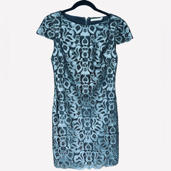 Alice + Olivia 'Penni' black faux leather cap sleeve dress - Picture 3 of 4